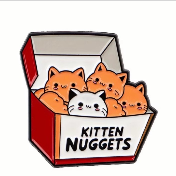 Cute Cat Enamel Pin - Red and White - Picture 2 of 4